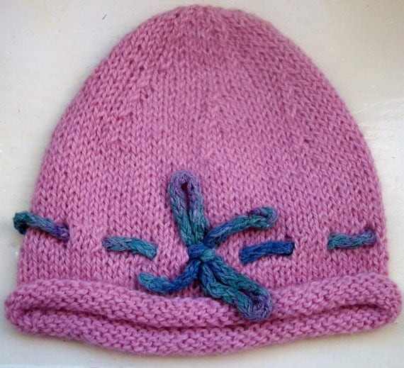 Baby hat alpaca silk luxury pink knit by SpinningStreak on Etsy