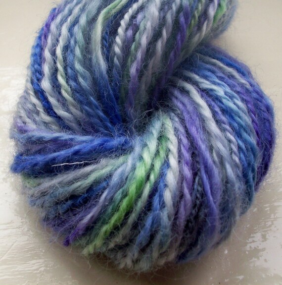 Handspun Hand Painted Wensleydale Yarn  purple by SpinningStreak