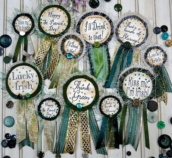 St. Patrick's day Badges pin E Pattern PDF lucky irish leprachaun green jewelry brooch