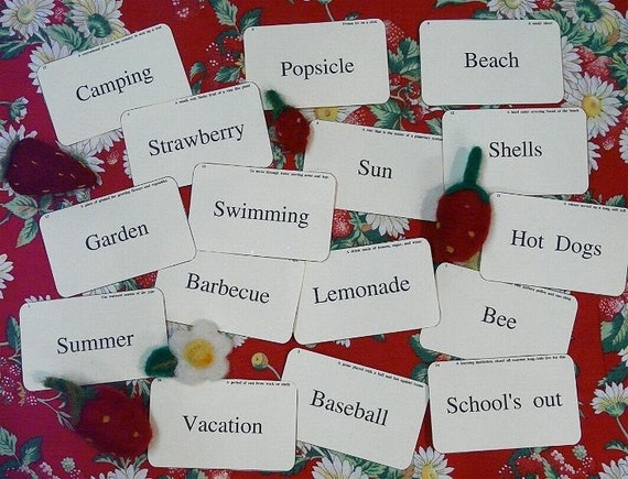 Summer Time FLASH CARDS - PDF u print vintage like 16 altered scrapbooking baseball beach camping vacation garden digital primitive paper