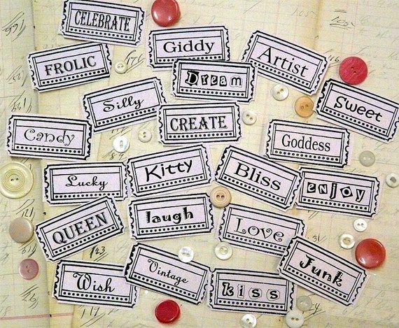 FUN Assorted TICKETS Digital Sheet PDF - tags label queen kitty vintage junk u print artist scrapbooking paper