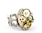 Steampunk Ring - Charming Vintage Clockwork Design - Promptly Shipped Steampunk Jewelry by London Particulars