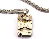 Steampunk Necklace - Beautiful ELGiN Vintage Clockwork Pendant Design - PROMPTLY SHIPPED - Steampunk Jewelry By London Particulars
