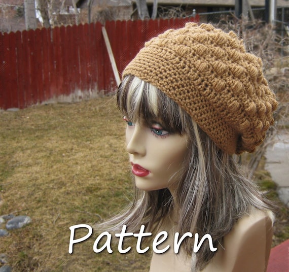 CROCHET PATTERN PDF - Instant Digital Download - Cinnamon Bobbled Crochet Slouchy Hat CaN sell finished pieces