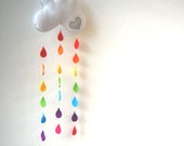 Rainbow Raindrops Cloud Mobile - A Funky Felt Wall Decoration from Clara Luna