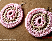 Pink and Tan Crochet Hoops