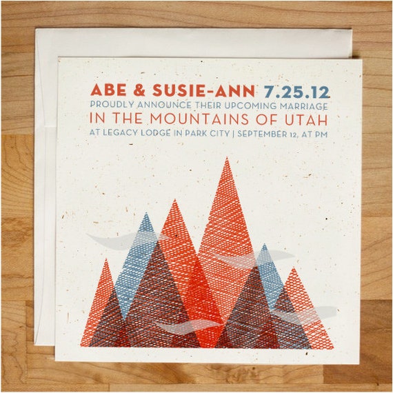 Wedding invitation - Textured Mountain Invitation Set