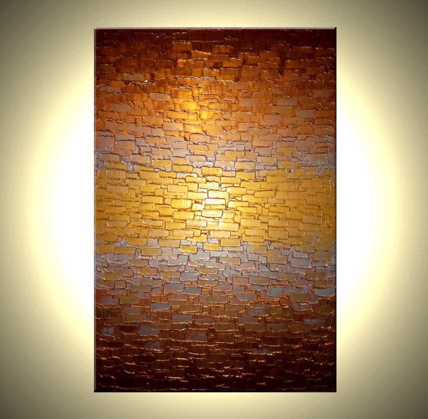 ORIGINAL Gold and Bronze ABSTRACT Art Metallic Textured Painting