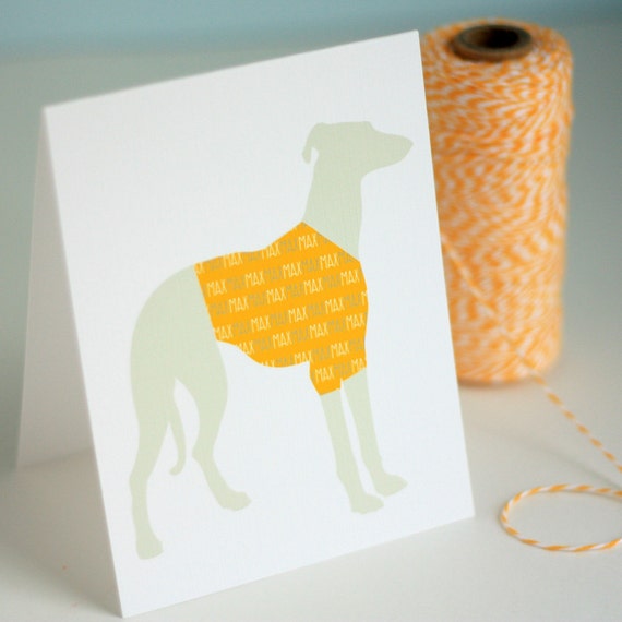 fun silhouette of your dog wearing a custom t-shirt Custom T-Shirt Dog Silhouette Note Cards