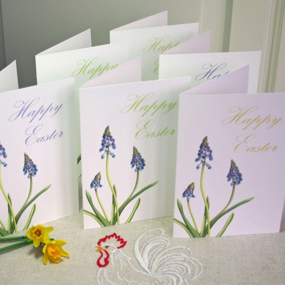 Pack Of Six Easter Cards 'Grape Hyacinth'.