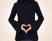 Twilight - black cotton hooded jacket, made to measure.