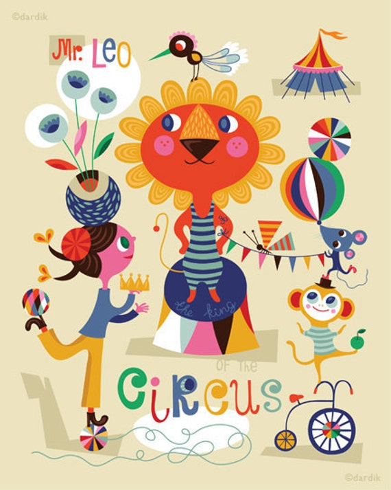 Mr. Leo the KIng of the Circus... limited edition giclee print of an original illustration (8 x 10 in)