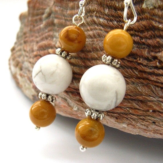 Beaded gemstone earrings sterling silver by BlueForestJewellery