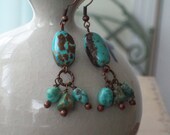 SEDONA Natural American Turquoise Stone Earrings-Jewelry-Earrings Beadwork Dangle