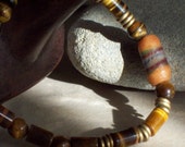 GAZA Unisex Bracelet in Tigers Eye and African Trade Beads