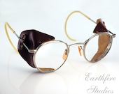 Steampunk Goggles - Sale & Free Shipping Penoptic Steampunk Goggles with Leather Side Shields and Case - Earthfire Studios