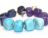 Inventory Clearance Sale. Navy Sky Blue and Purple Nugget Chunk Bracelet