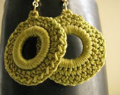 Olive Green  - crocheted earrings