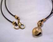 Necklace African Brass Bell on Leather cord