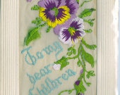 Vintage Silk Floral Embroidered  Postcard Early 1900's (fpc289)