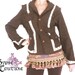 Boho Chocolate Brown Backless Tweed  Up Cycled Jacket  w/ Floral Cotton Trim