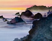 Coast Fog Watercolor Art by Deborah Olliff