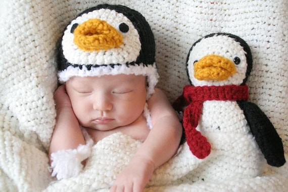 Cute Crochet Penguin Hat (Newborn)