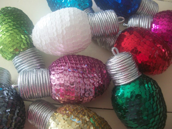 Jumbo Sequined Styrofoam Christmas lights-As seen in BHG's Holiday Craft Issue 2012