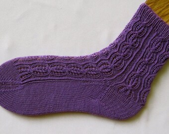 Knit Sock Pattern Cable Lace Waves Sock by WearableArtEmporium