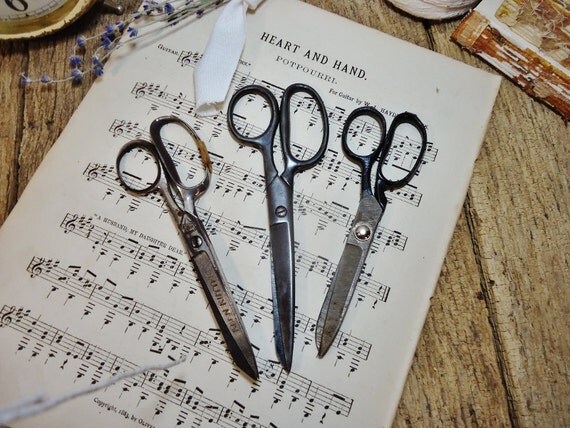 Vintage Scissor Collection - Set of 3 - Wall Decor / Sewing Room Display