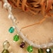 Shades of green glass beads and silver satin cord collar Necklace