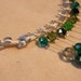 Shades of green glass beads and silver satin cord collar Necklace