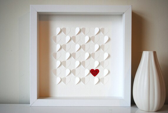 Wedding Guest Book Alternative, Personalized 3D Wedding Hearts - XS guest book (includes frame, instruction card and one pen)