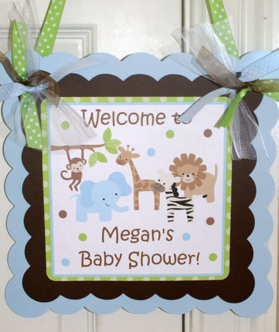 Safari Baby Shower and Safari Birthday Party Welcome Door Sign by The Party Paper Fairy