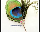 Peacock feather hairpiece