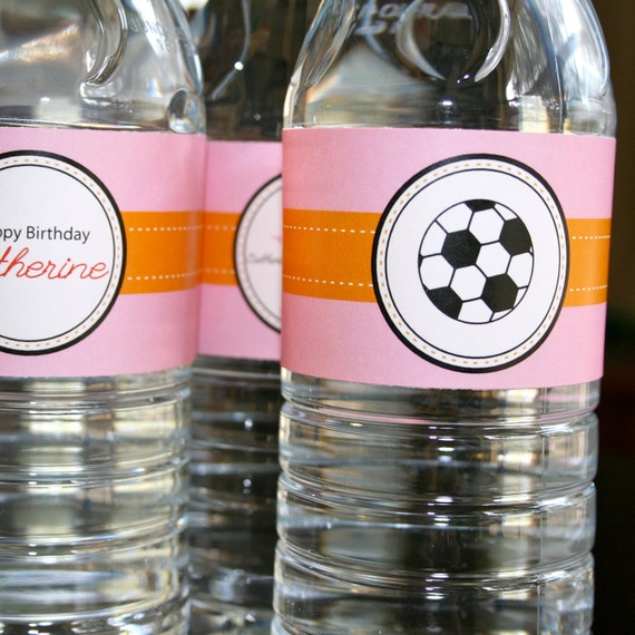 Soccer Star Birthday- water bottle wrappers- print your own