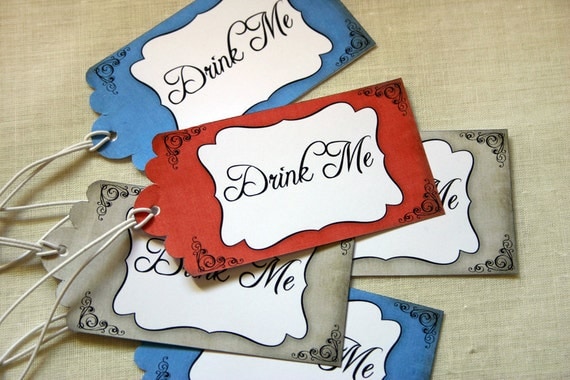 Alice in Wonderland 'Drink Me' Tags - Girls Birthday Party - DIY PRINTABLE FILE by Sassaby