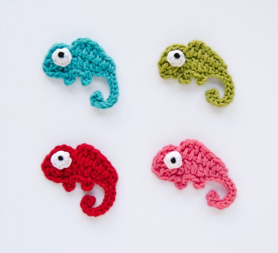 Instant Download - PDF Crochet Pattern - Chameleon Applique - Text instructions and SYMBOL CHART instructions