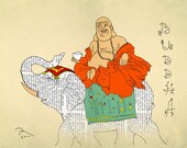 Buddha art print illustration 16x23 poster