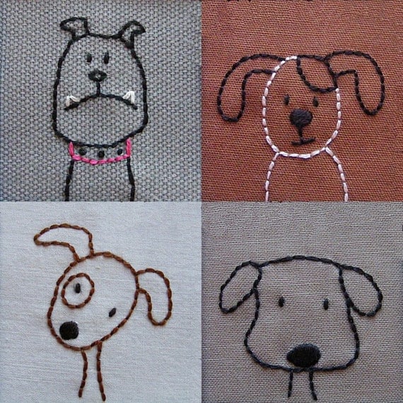 Embroidered Dogs - PDF pattern