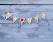 Mr and Mrs Burlap Banner with Red glittered heart