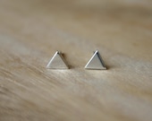 Mini silver triangle stud earrings - Made to order