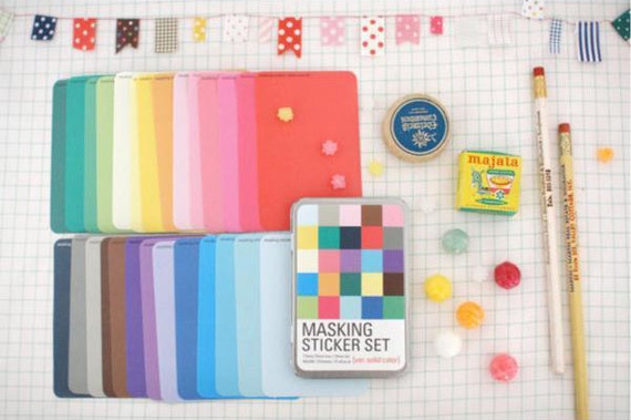 Maskering Sticker Set - ver.  ensfarget (Refillable, NonTin sak) korea klistremerke