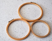 Embroidery Hoops Wooden Vintage set of 3 various sizes
