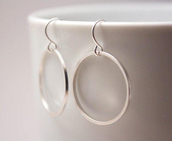 Simple Silver Hoop Earrings - simple everyday jewelry