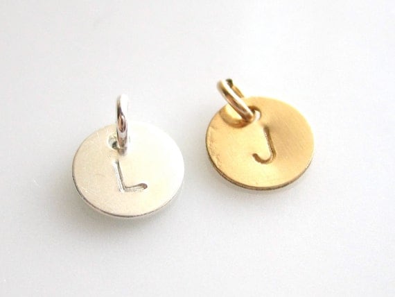 Add Extra Initial to any Necklace ,Bracelet - 14k gold Filled or 925 Sterling Silver -  ONE Hand Stamped Charm