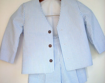 Blue &amp; white car pattern all-in-one suit - Designer Clothes from