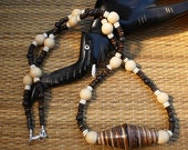Cone Shell, Bone, Jasper & Wood Necklace