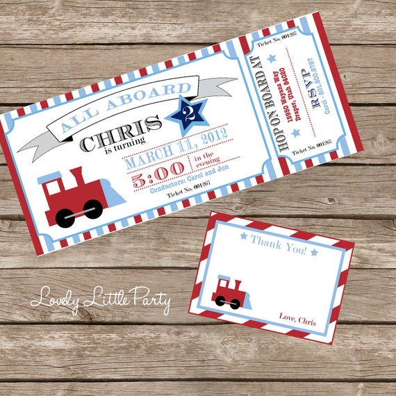 DIY Printable Train Birthday Invitation Kit - Invite AND Thank You Card included