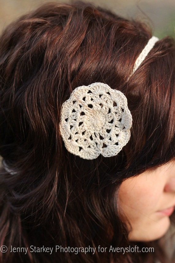 SALE Crochet Flower Headband/ Necklace